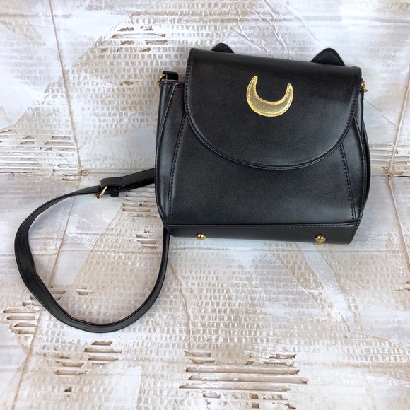 Unbranded Handbags - Cat ear moon crossbody bag black gold witch